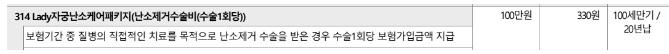 자궁근종 하이푸(HIFU) 비갱신 특약 및 여성생식기암 분류표 요약