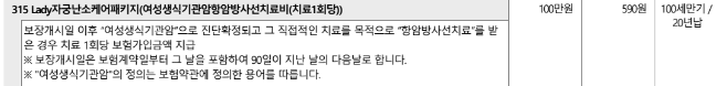 자궁근종 하이푸(HIFU) 비갱신 특약 및 여성생식기암 분류표 요약