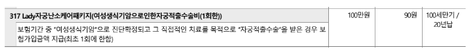 자궁근종 하이푸(HIFU) 비갱신 특약 및 여성생식기암 분류표 요약