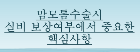 한화손해보험 맘모톰 수술 실비 보험 입원 보상 한도 및 치료 목적 인정 기준 요약표